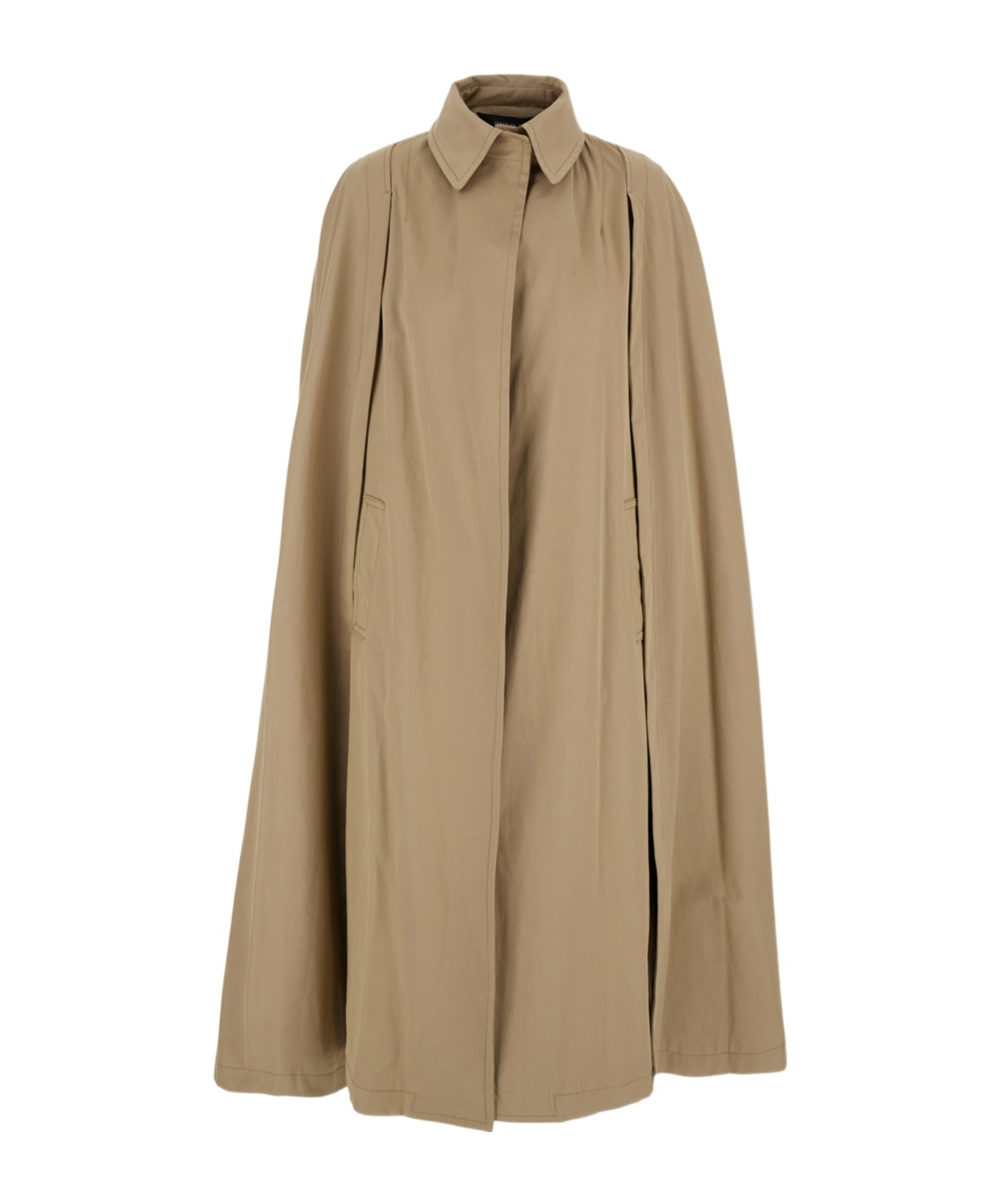 Federica Tosi Beige Cape With Collar In Nude