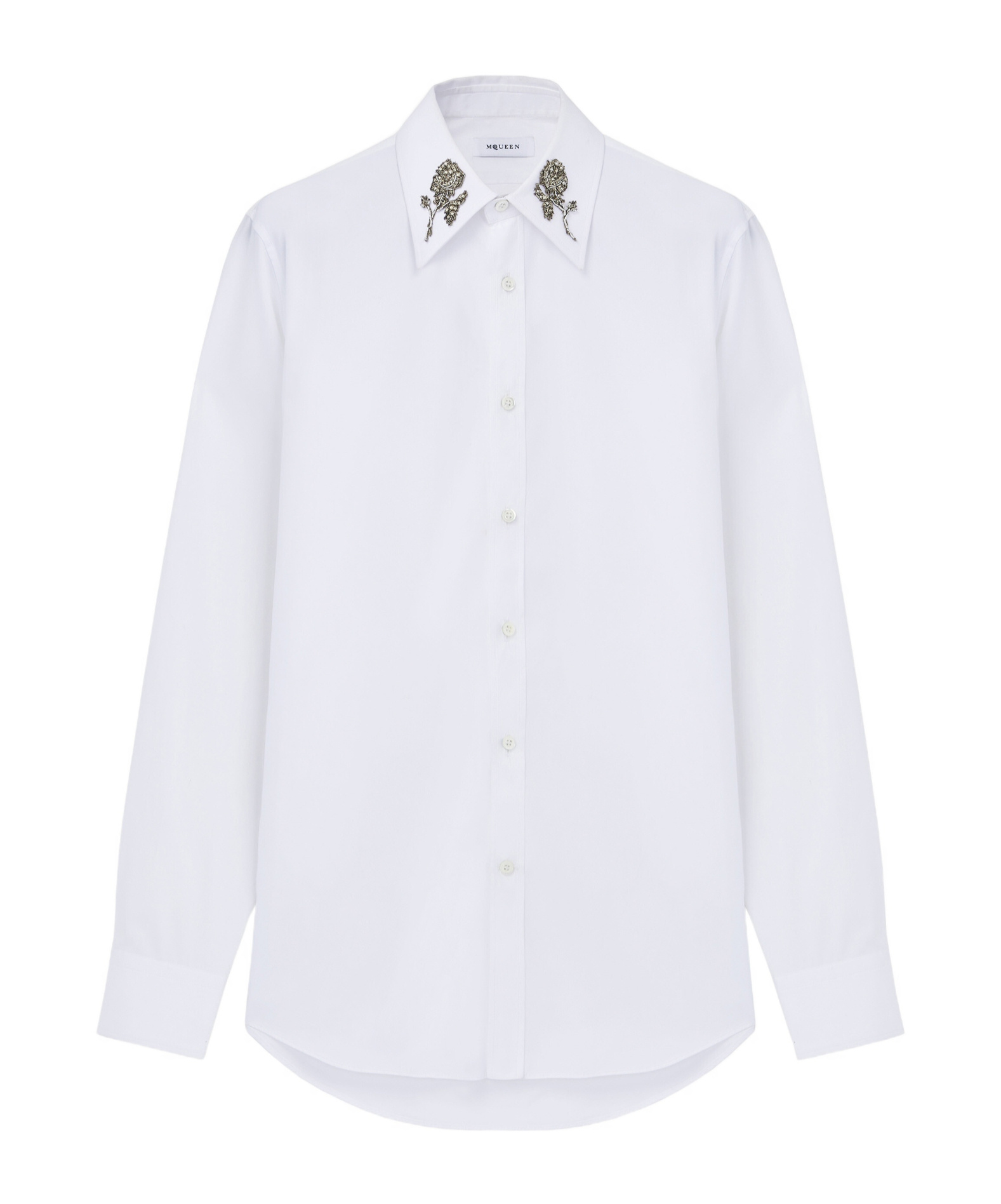 Alexander Mcqueen Men's Sailor Tattoo Rose Embroidery Shirt In Optical White In White