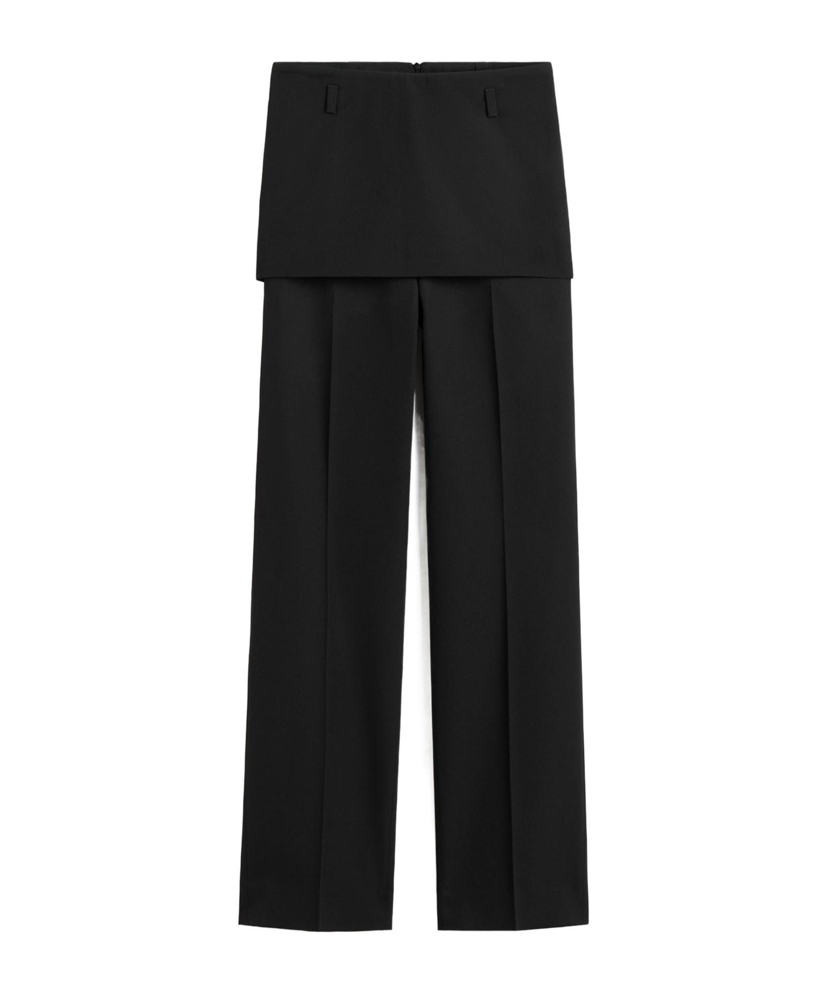 Totême Womens Black Skirt-embellishment Straight-leg Wool Trousers In Black