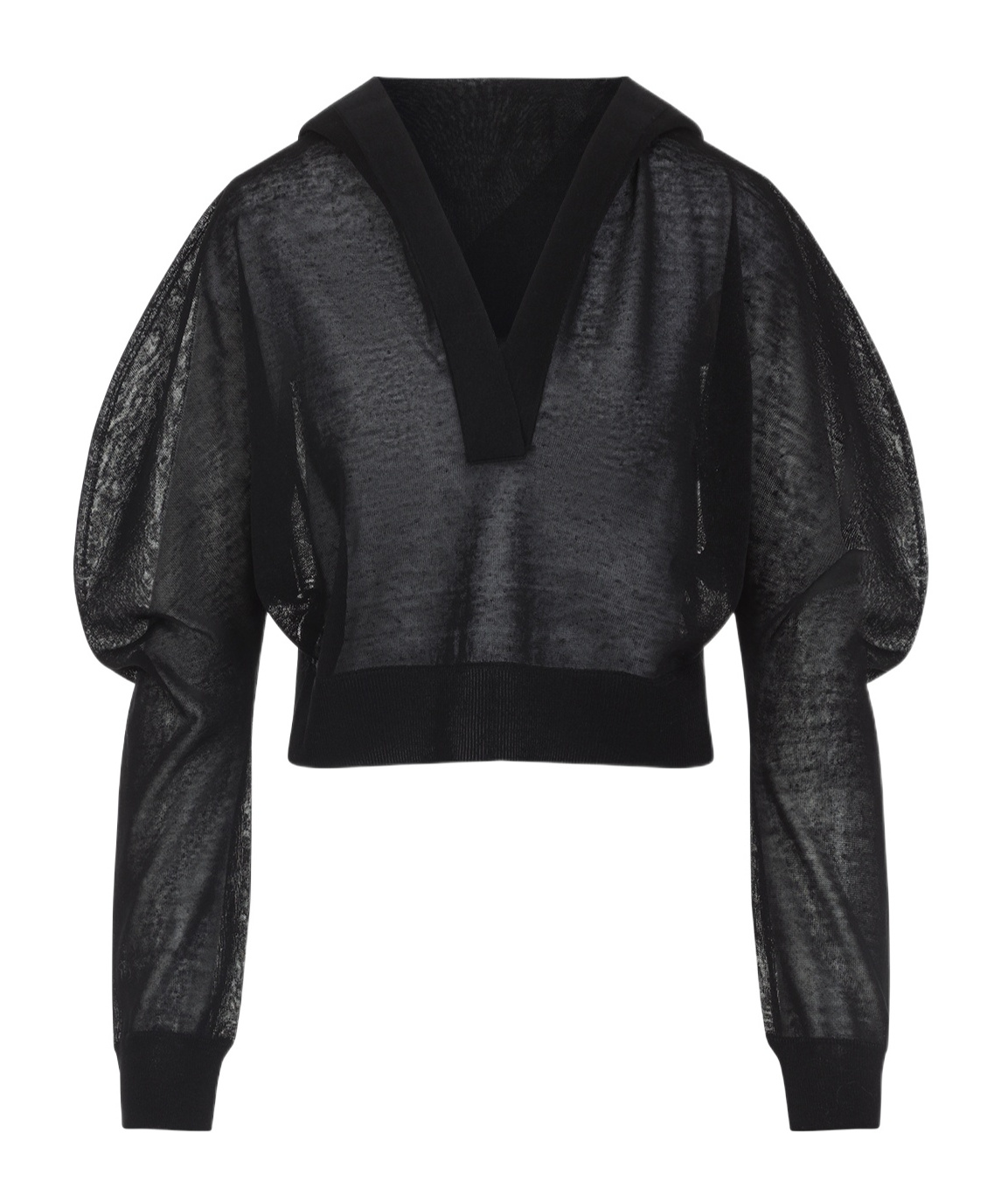 Alaïa Long-sleeved Linen And Silk Hooded Top In Black