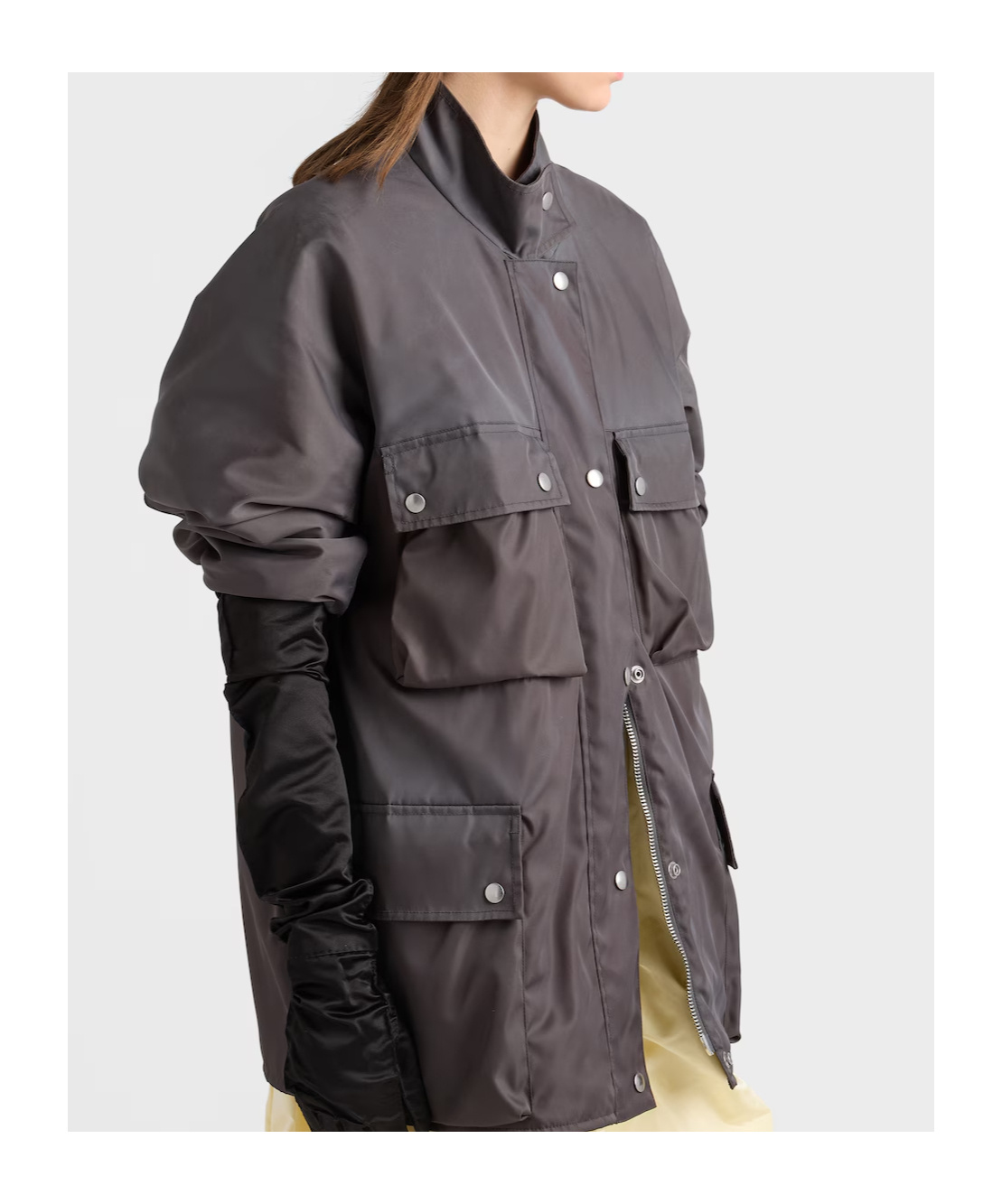Prada Grey Recycled Polyamide Jacket In Gray