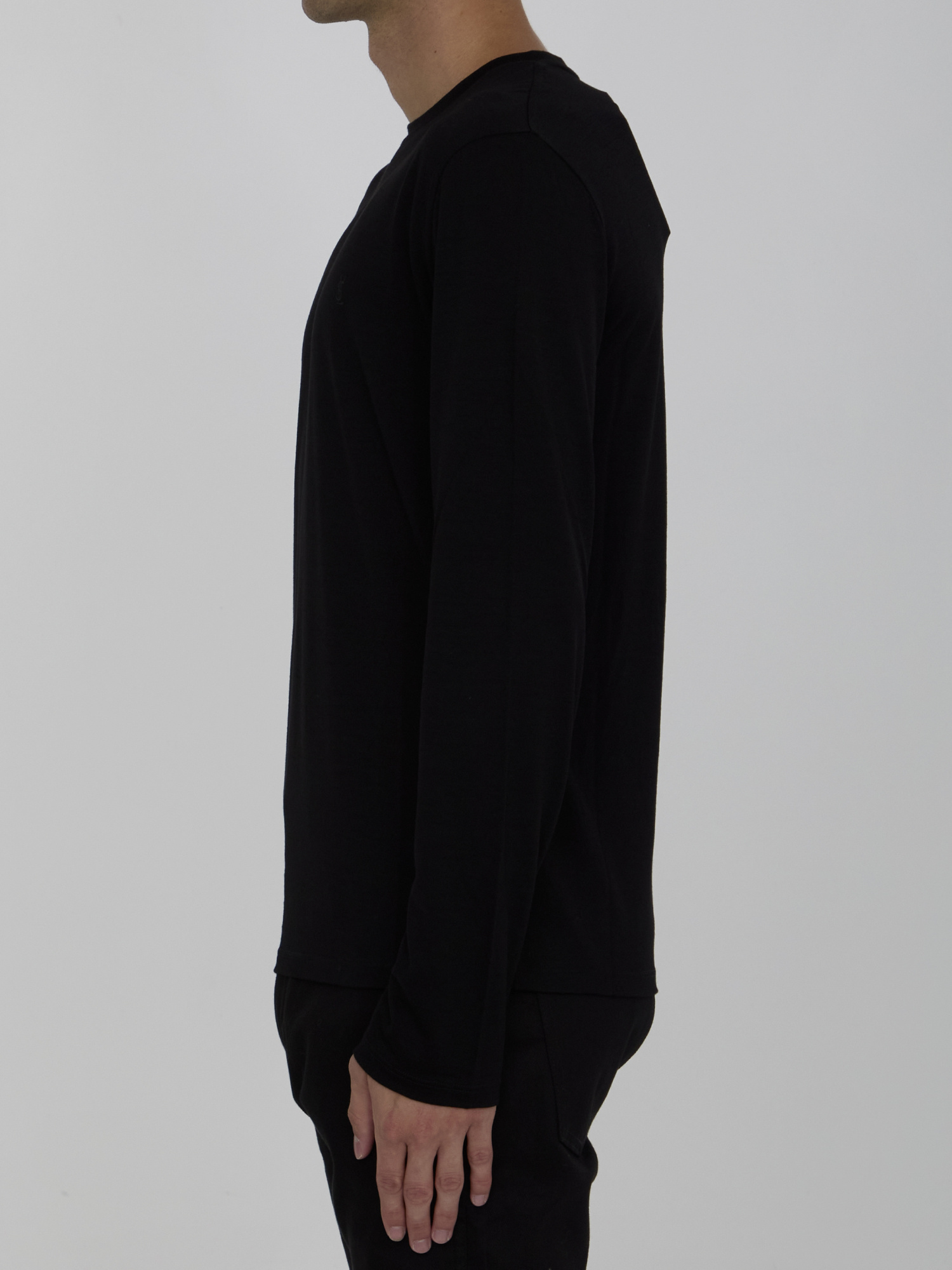 Saint Laurent Long-sleeved Sweater In Black
