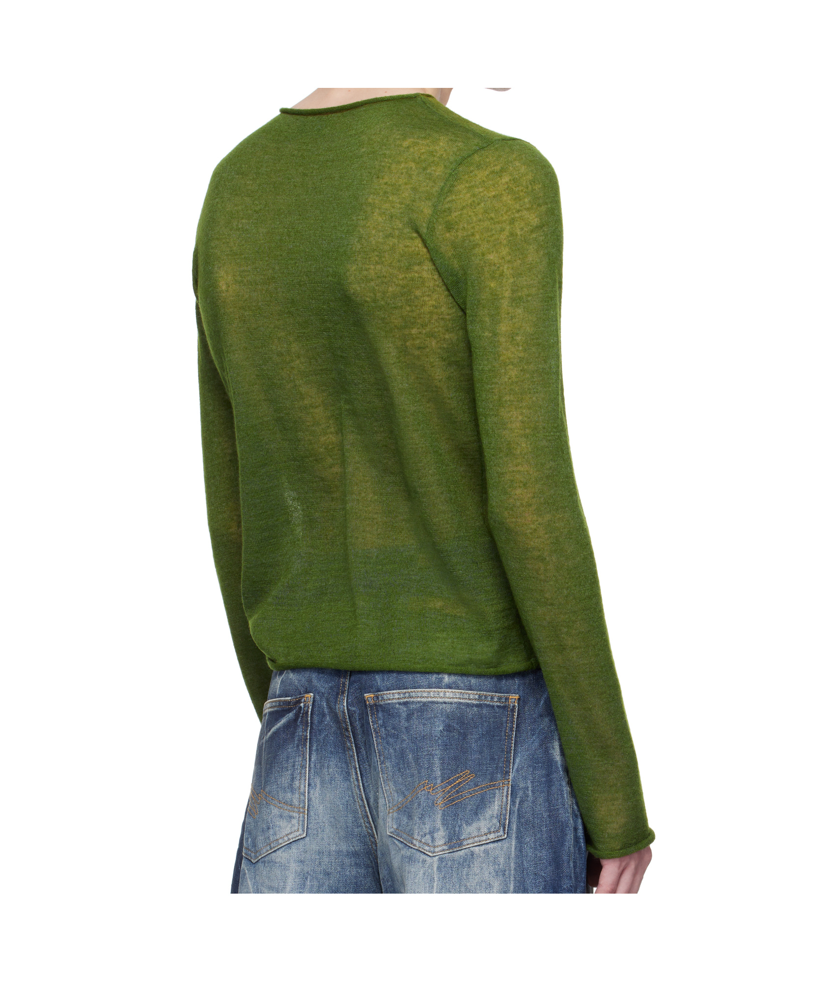 Martine Rose Green Fine Intarsia Sweater In Green