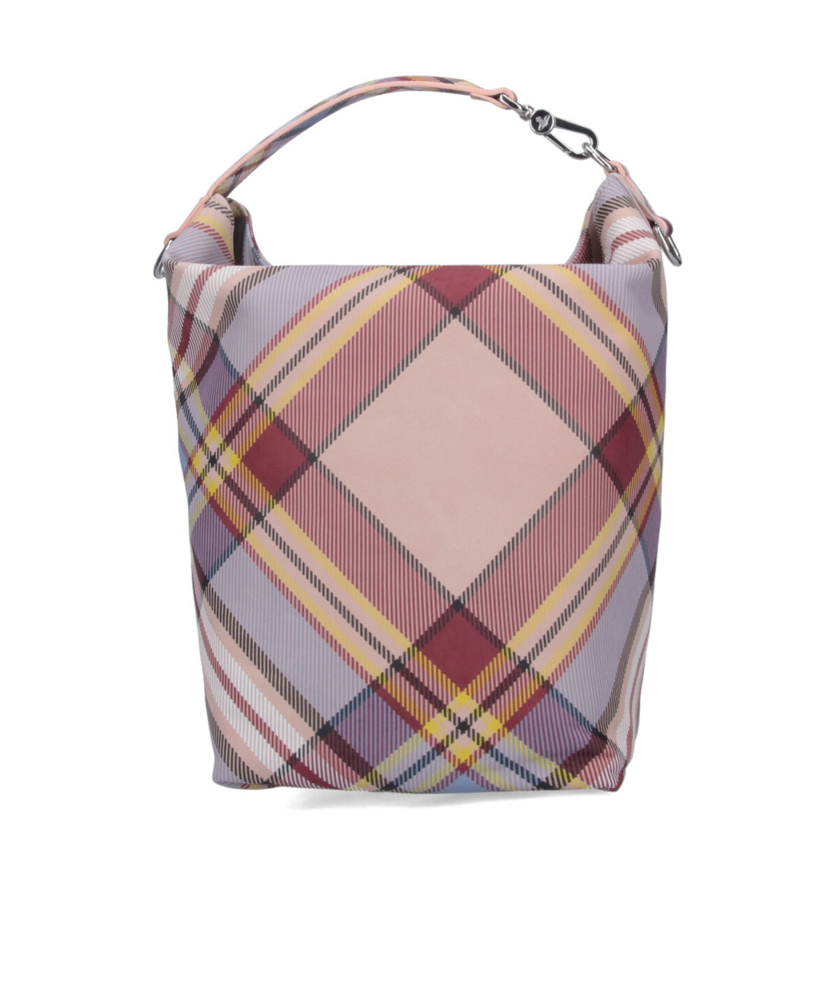Vivienne Westwood Logo Plaque Checked Bucket Bag In Nude