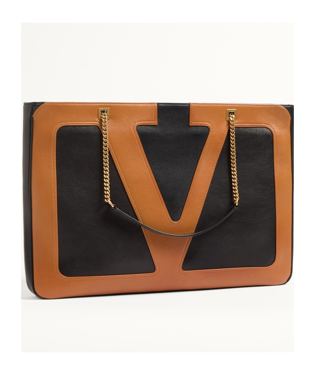 Valentino Black Nappa Leather Large Viva Superstar Shopping Bag In Black
