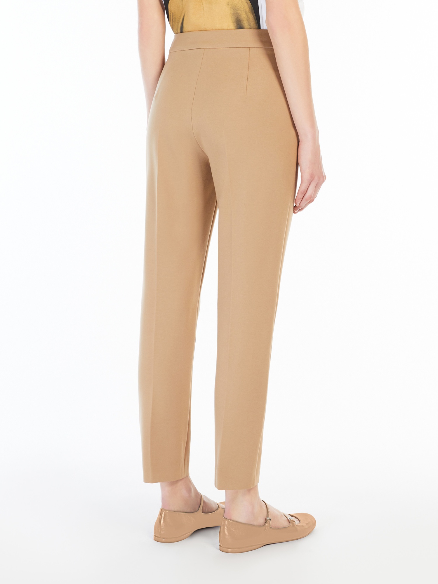 Max Mara Tailored Fit Trousers In Viscose Jersey In Nude