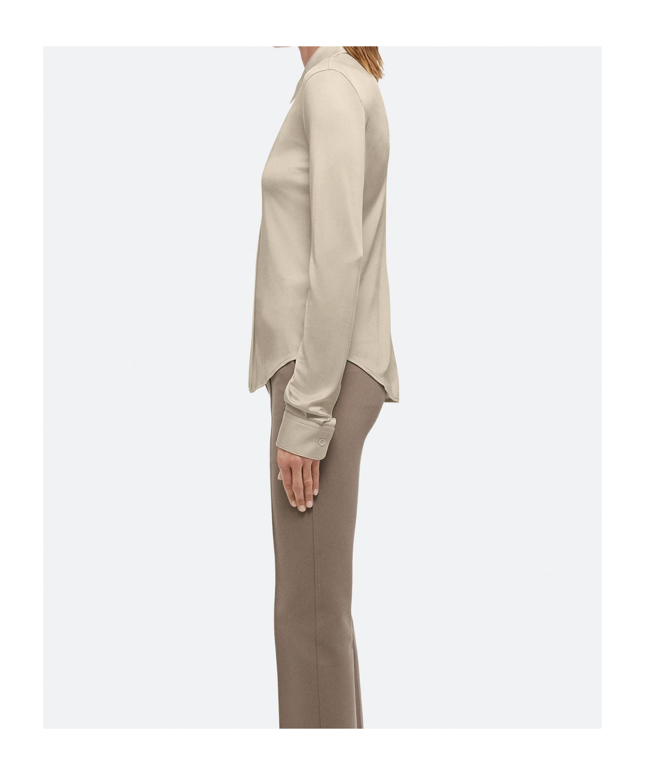 Helmut Lang Fluid Button-front Shirt In Nude
