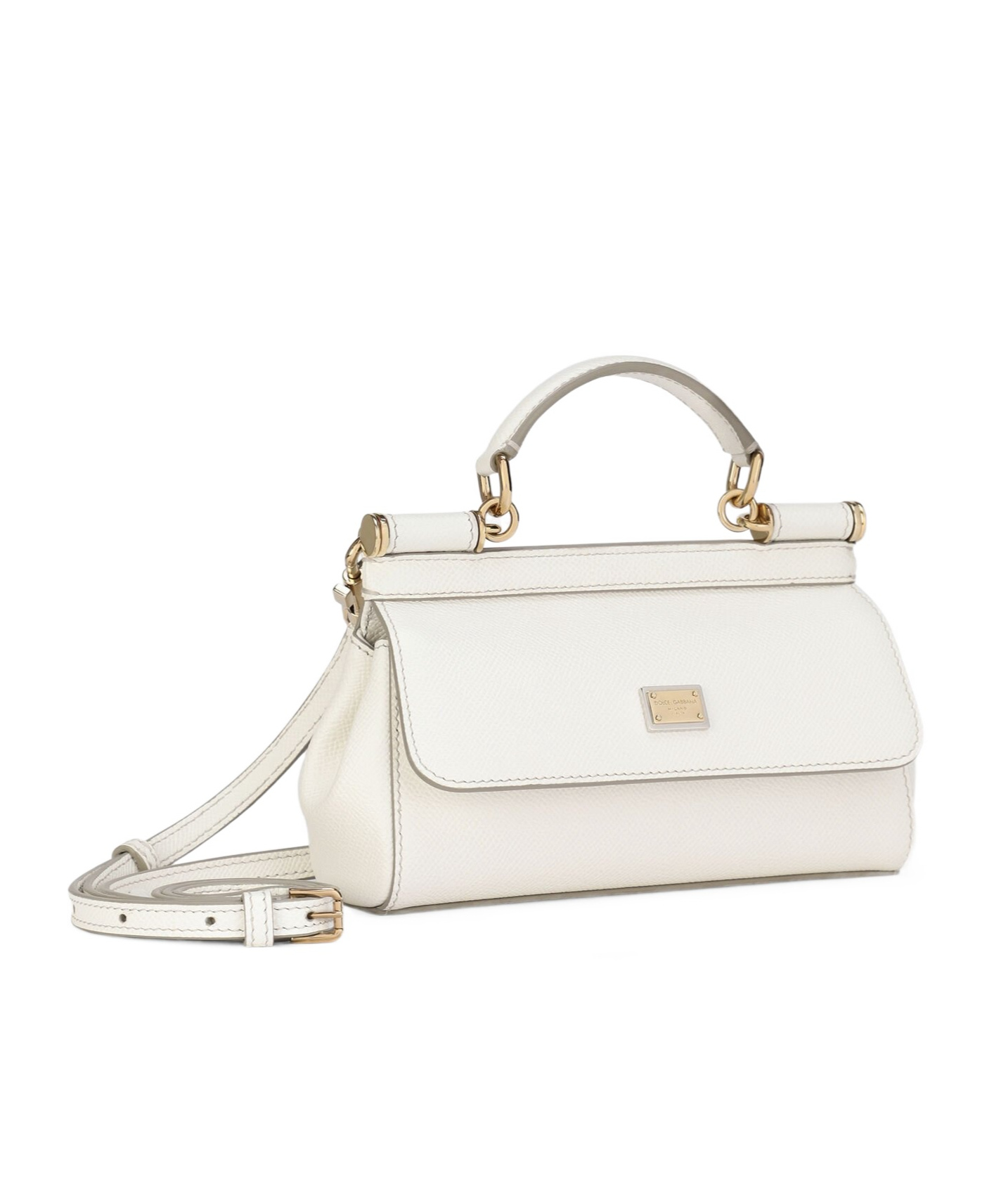 Dolce & Gabbana Sicily Small Leather Top-handle Bag In White