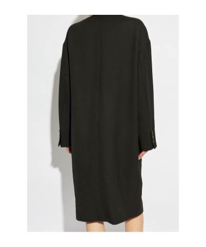 Moschino Couture Wool Blend Diagonal Coat In Black