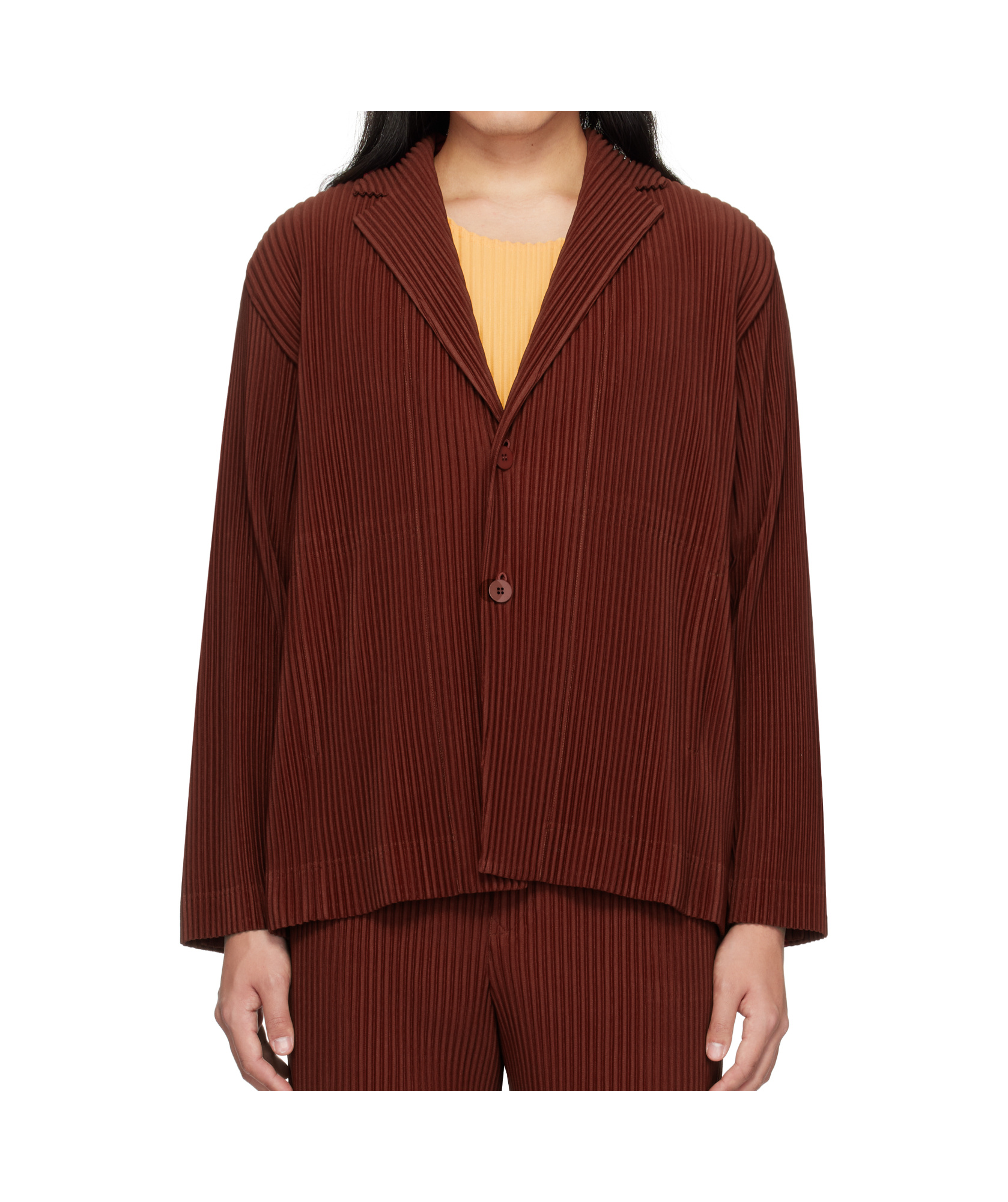 ISSEY MIYAKE RED TAILORED PLEATS 2 BLAZER