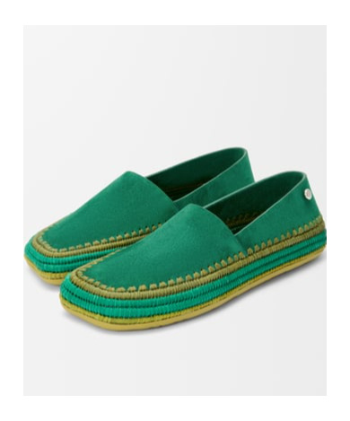 Loewe Rio Slipper In Suede And Raffia In Green