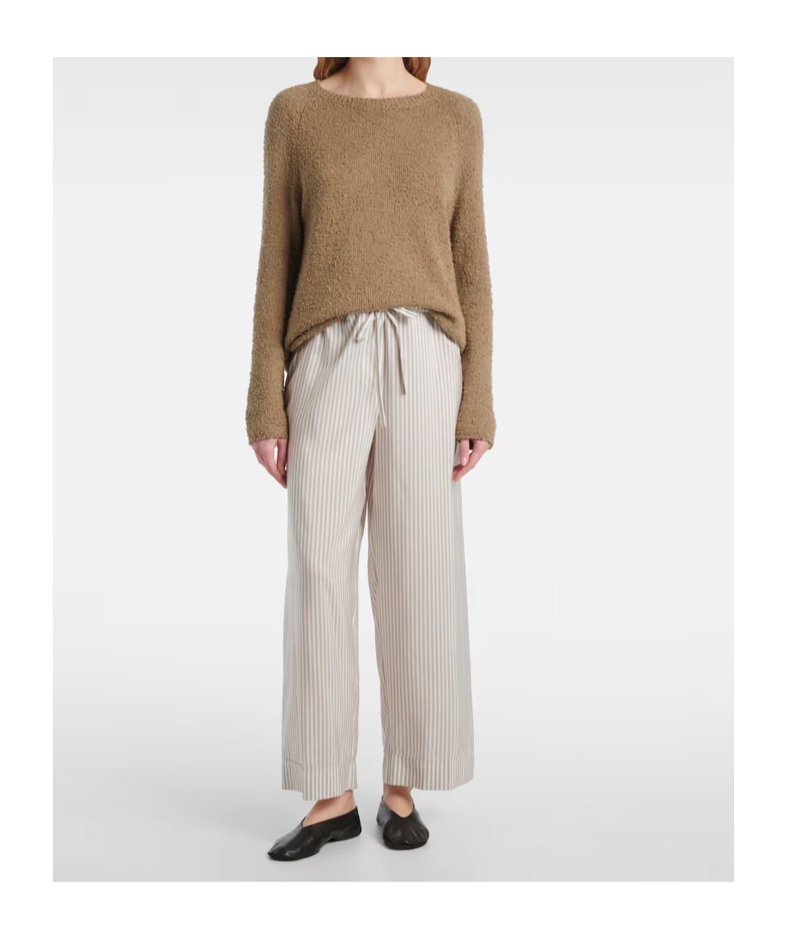 The Row Yayah Striped Silk Wide-leg Pants In White