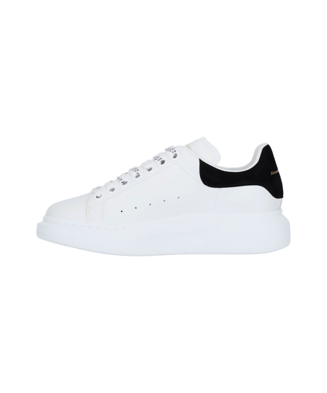 Alexander Mcqueen Leather Platform Sneakers With Round Toe And Contrasting Heel Tab In White