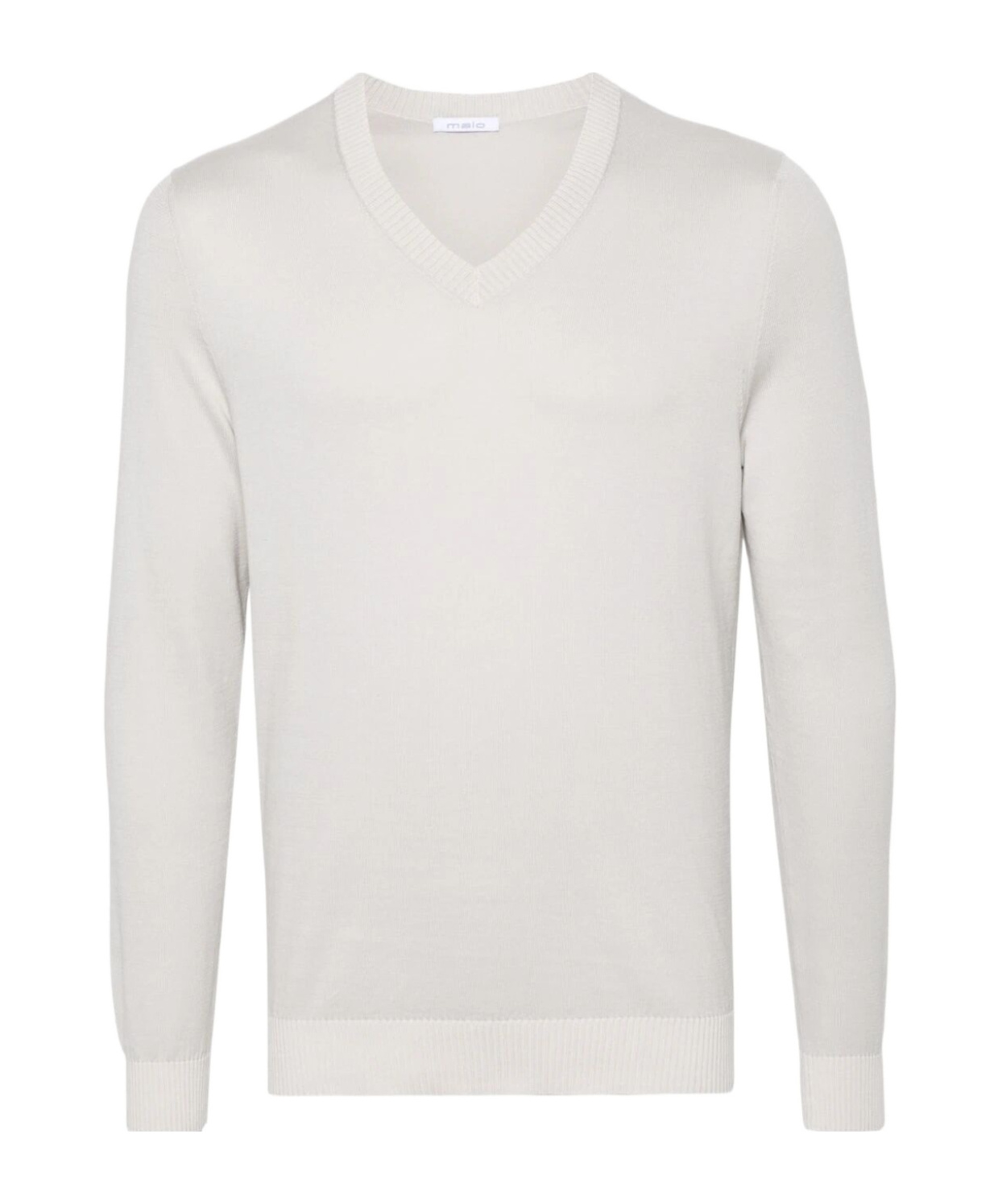 Malo V-neck Cotton Jumper In White