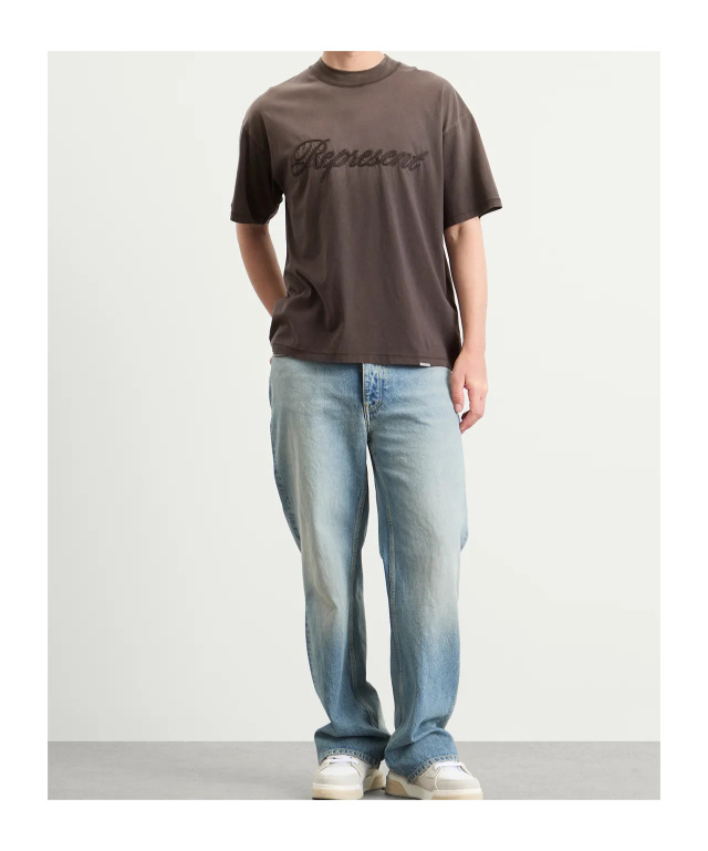 Represent Reverse Applique Cotton T-shirt In Black