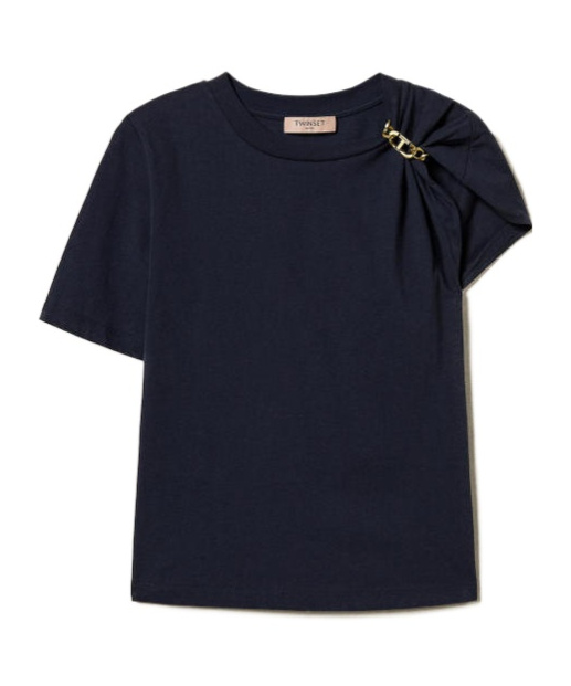 Shop Twinset Asymmetric T-shirt In Black