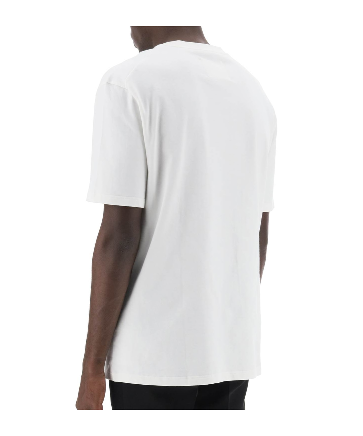 Jil Sander White T-shirt With Short Sleeves And Contrasting Logo Print In Cotton Man In White