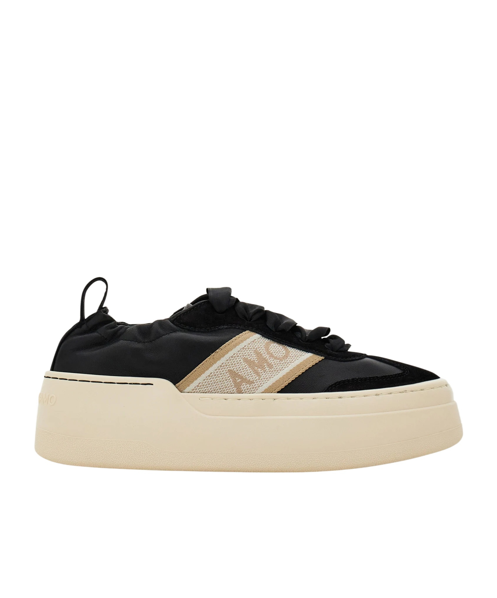 Ferragamo Black Sneakers With Platform Sole In Neutral