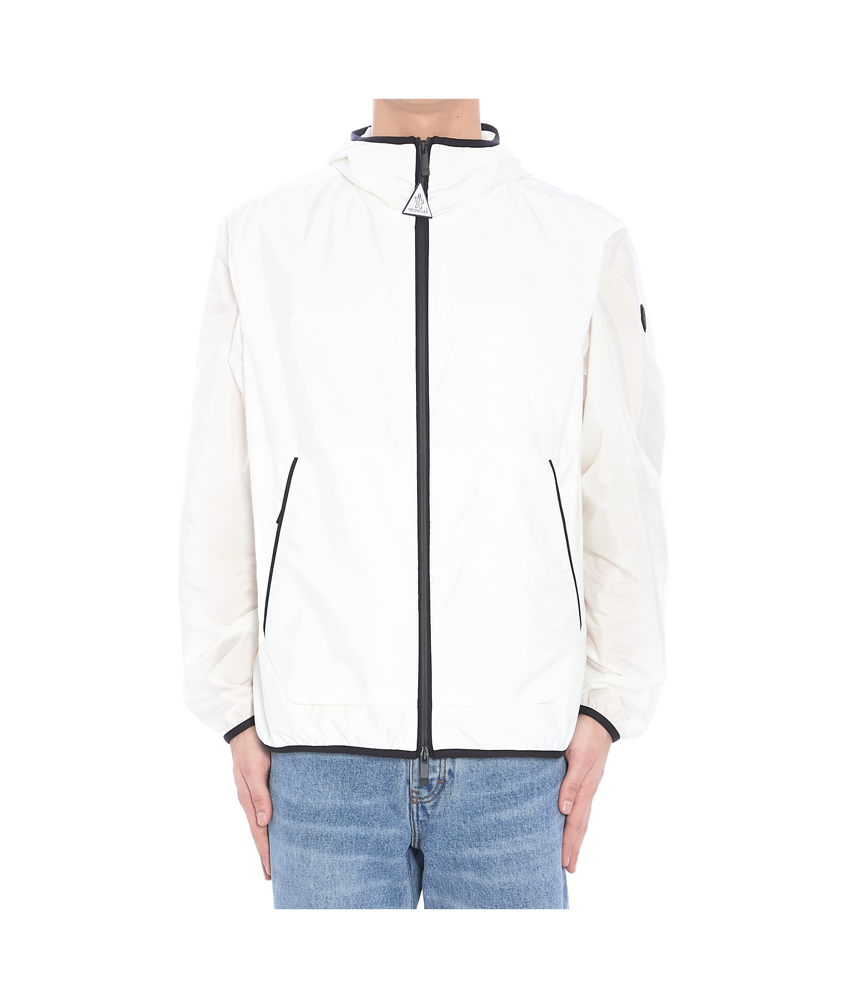 Moncler White Grainer Hooded Windbreaker Jacket In White