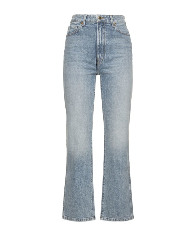 Khaite Abigail Cotton Straight Leg Jeans In Blue