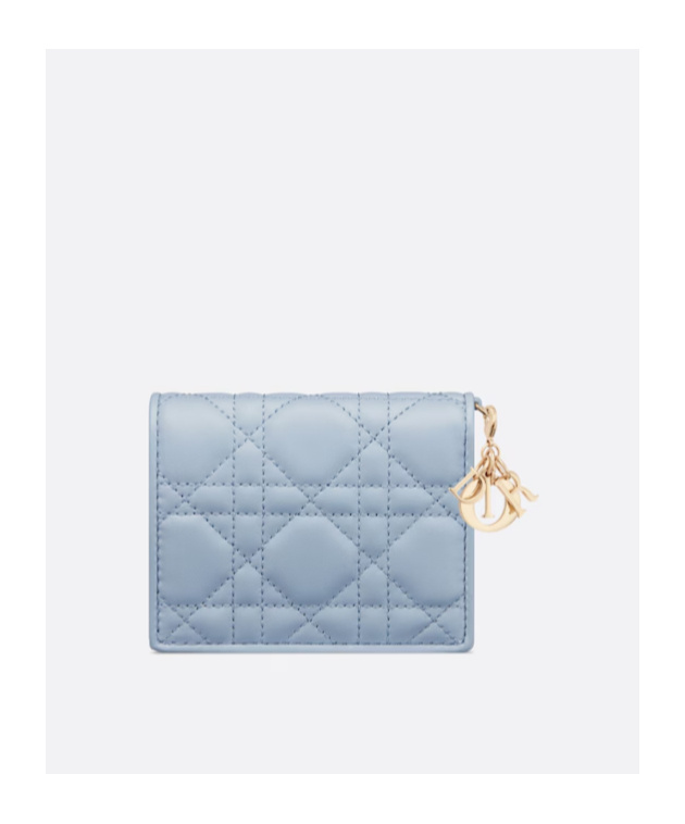 Shop Dior Gardenia Lady Mini Wallet In Blue