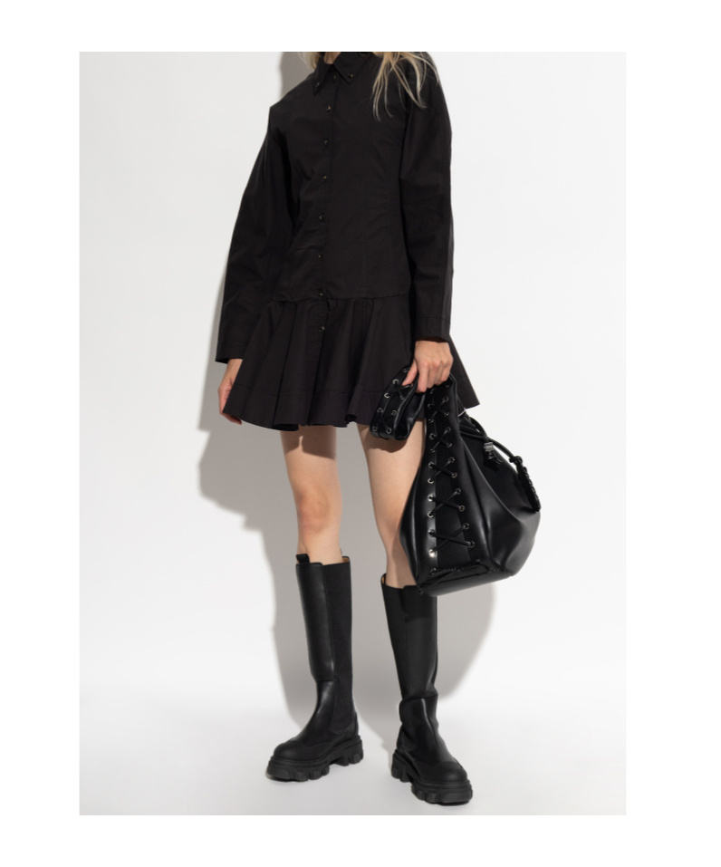 Ganni Women Short Chemisier Dress In Black