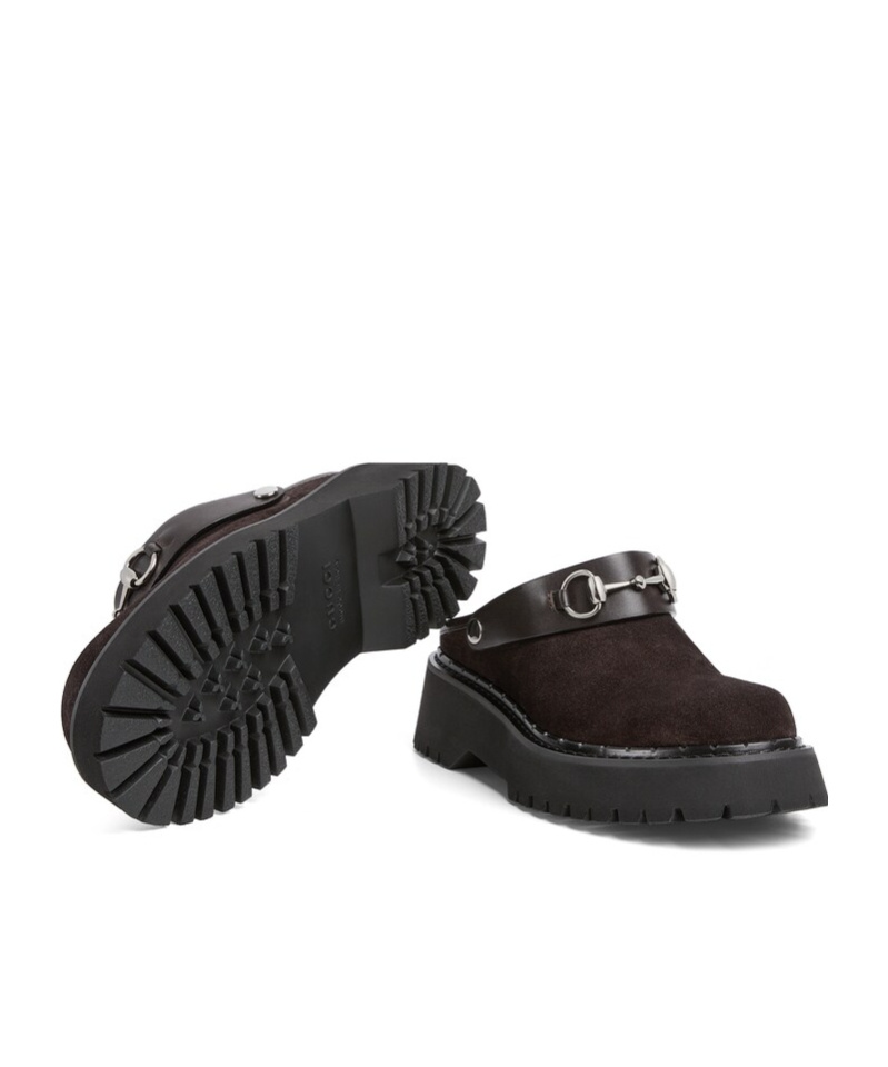 Gucci Gum Horsebit Belt Mules In Brown