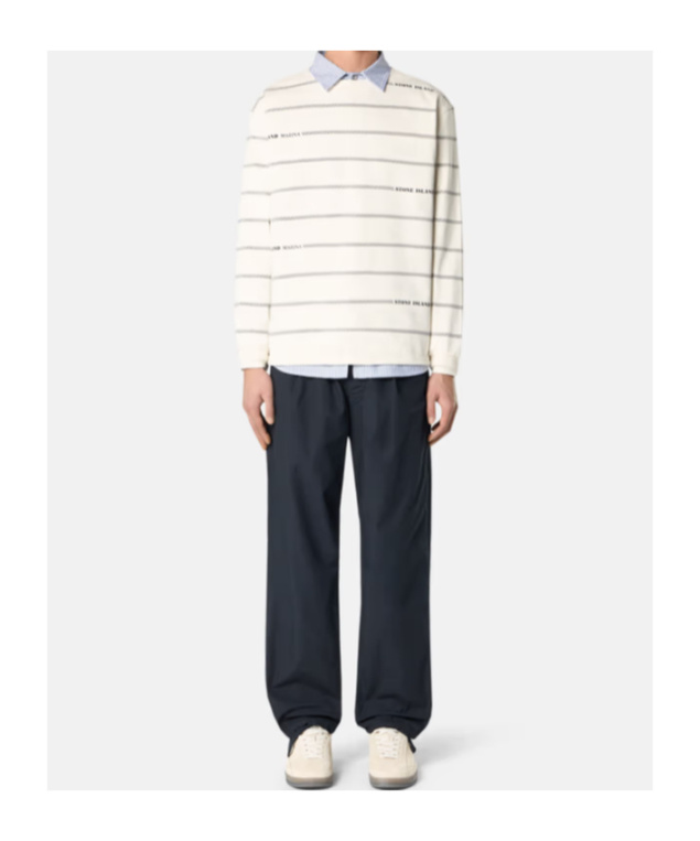 Stone Island Oversized Fit Crewneck Sweatshirt With Stripes And Lettering In Ivory