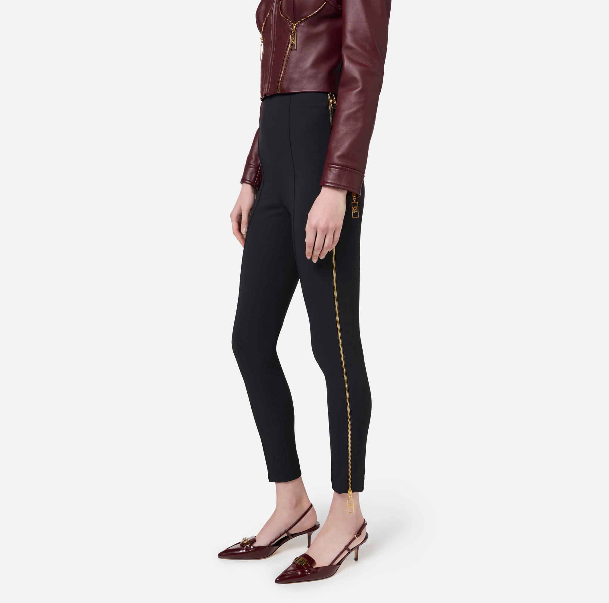 Elisabetta Franchi Side-zip Skinny Trousers In Black