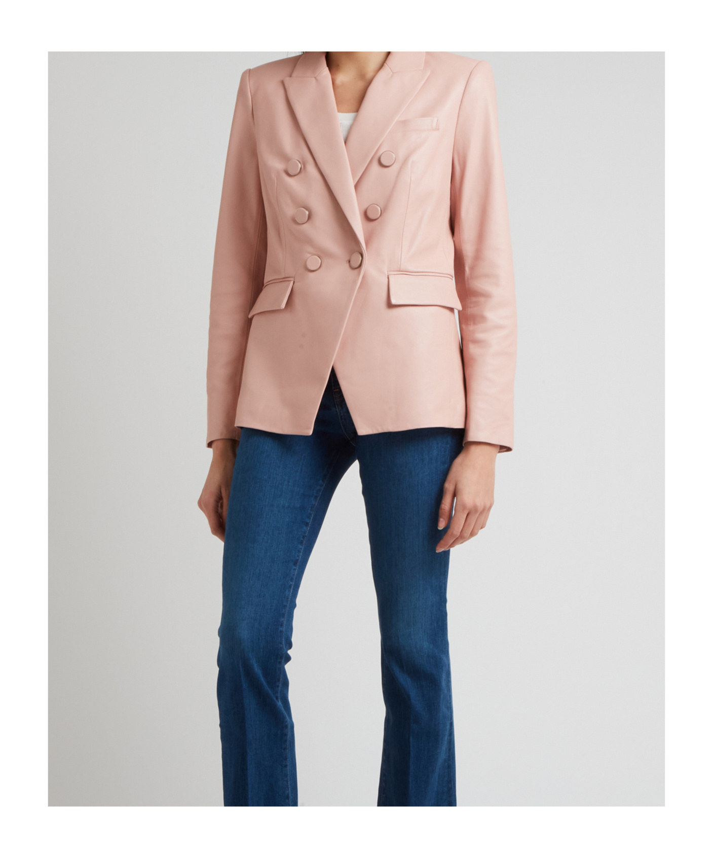 Veronica Beard Miller Leather Dickey Jacket In Nude