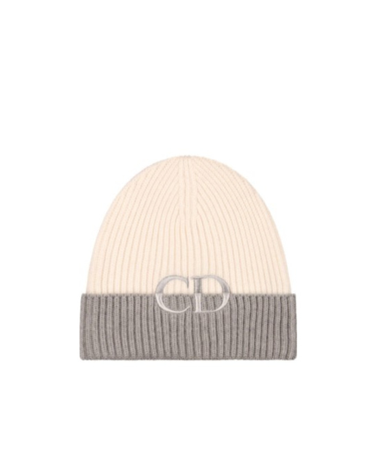 Dior Cd Logo Knitted Hat In Brown