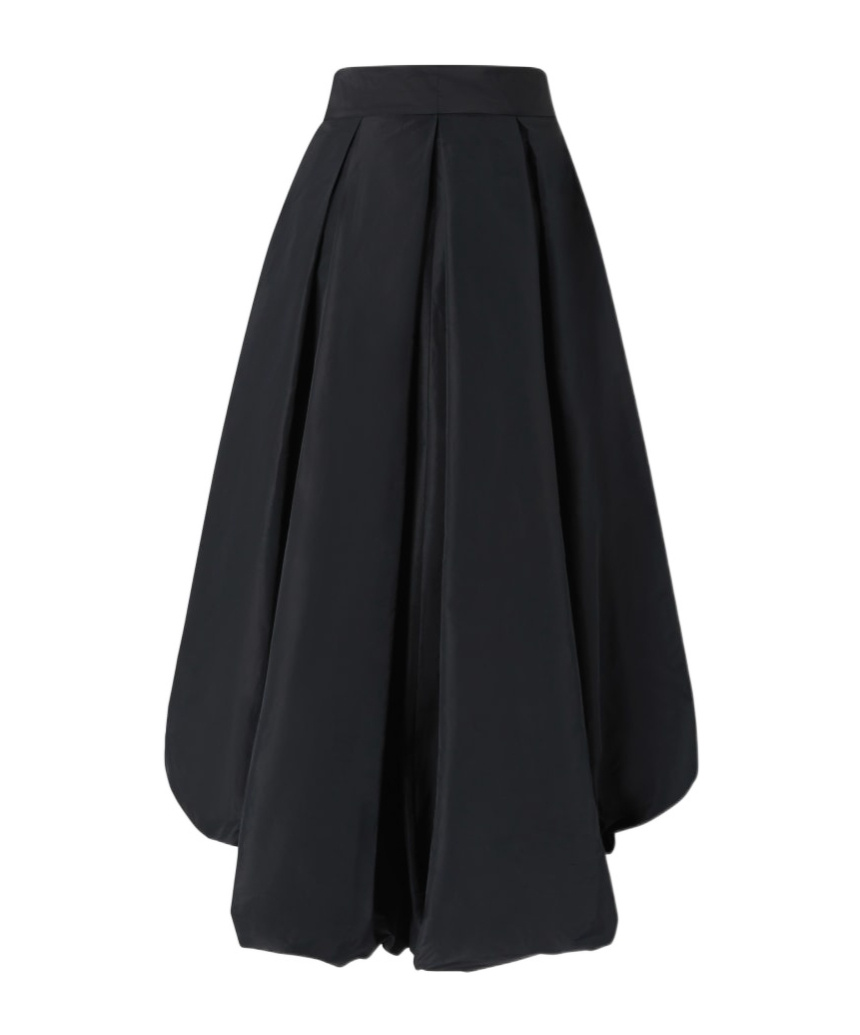 Pinko Bow-detailed Wide Taffeta Skirt In Black