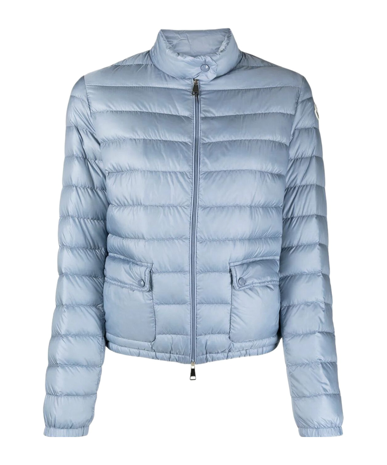 Moncler Cropped Quilted Zipped Jacket In Blue