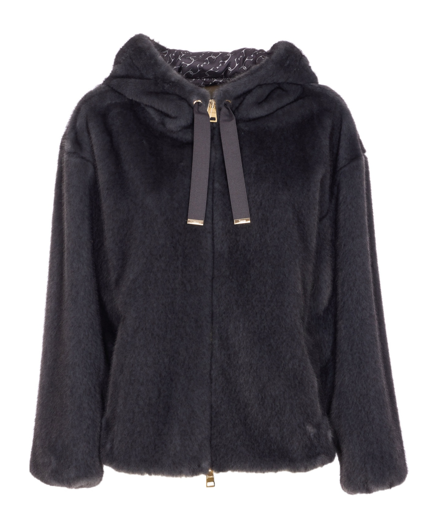 Herno Bomber Style Hooded Jacket With Drawstring Detail In Black