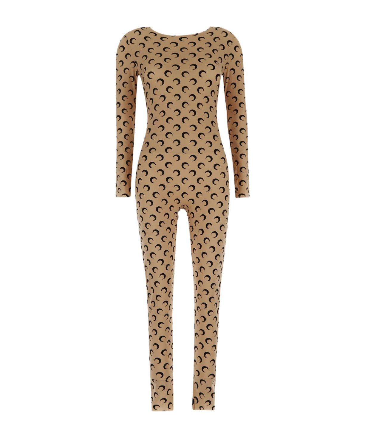 Marine Serre Tan All Over Moon Jumpsuit In Green
