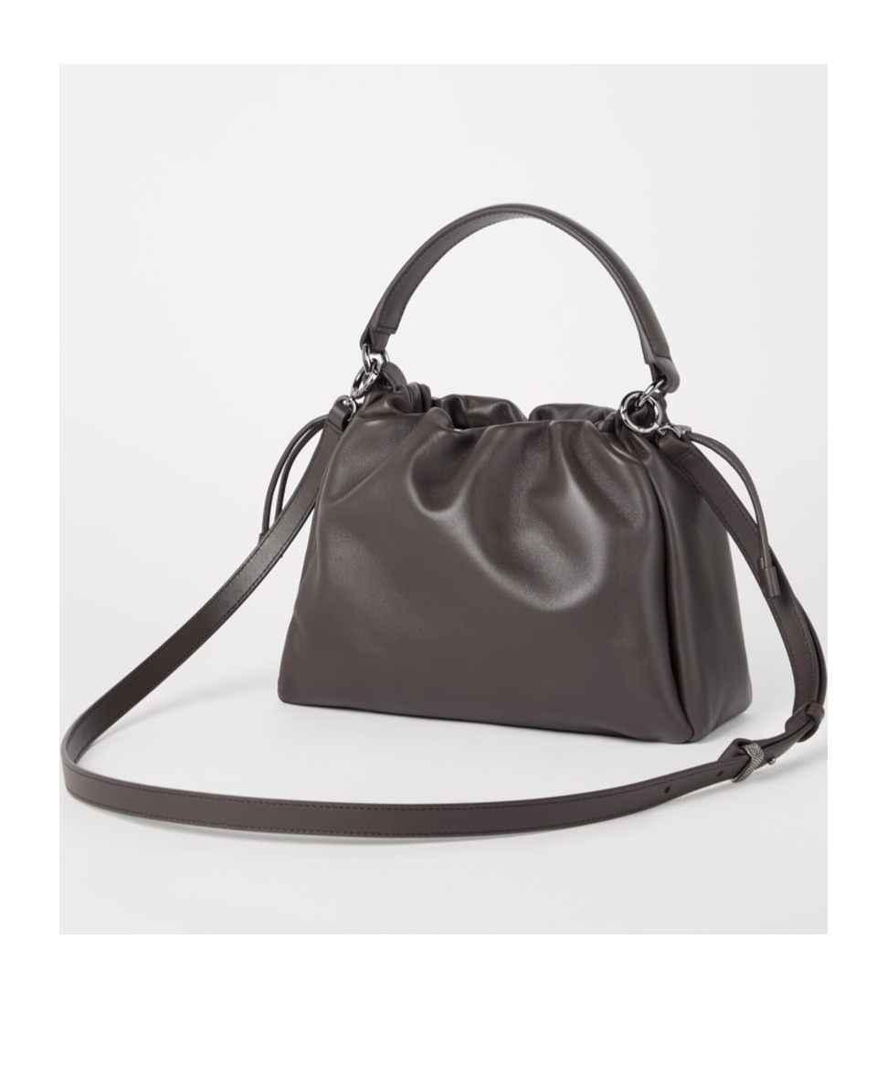 Brunello Cucinelli Small Soft Leather Mellow Bucket Bag In Brown