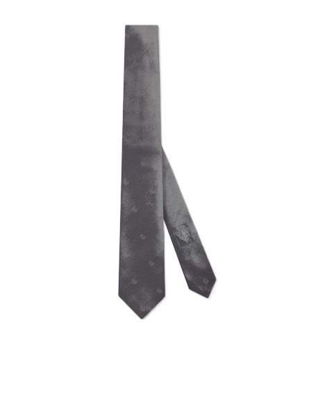 Gucci Double G Silk Jacquard Tie In Gray