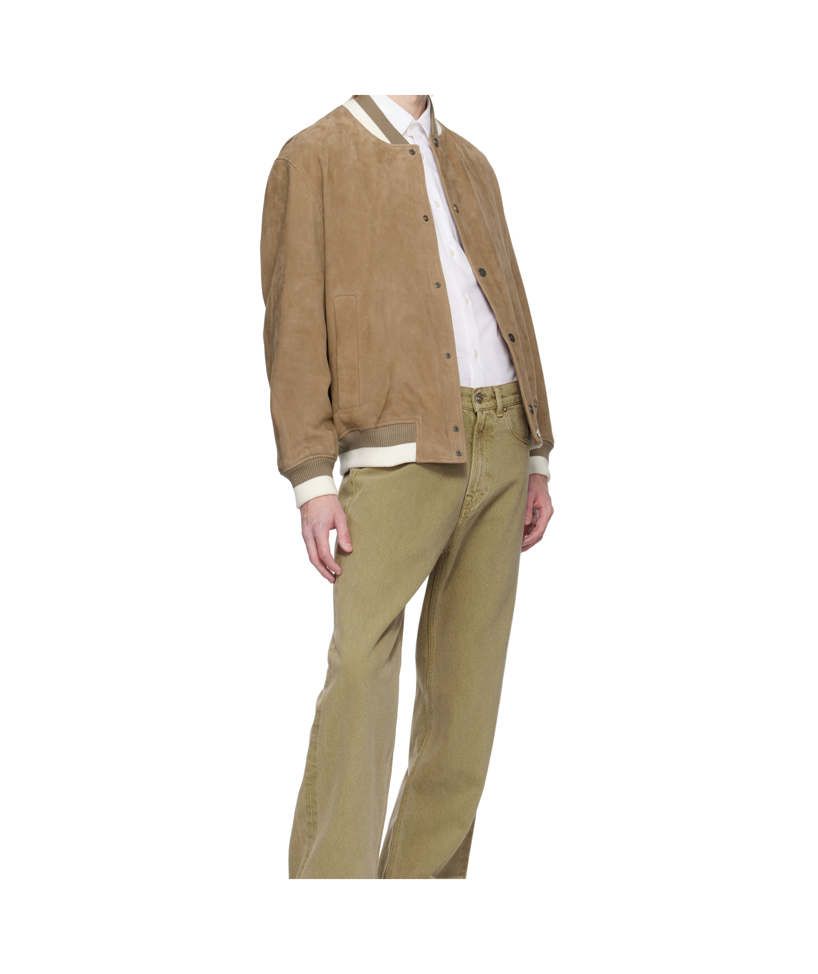 Hugo Boss Brown Ribbed-trim Suede Bomber Jacket In Brown
