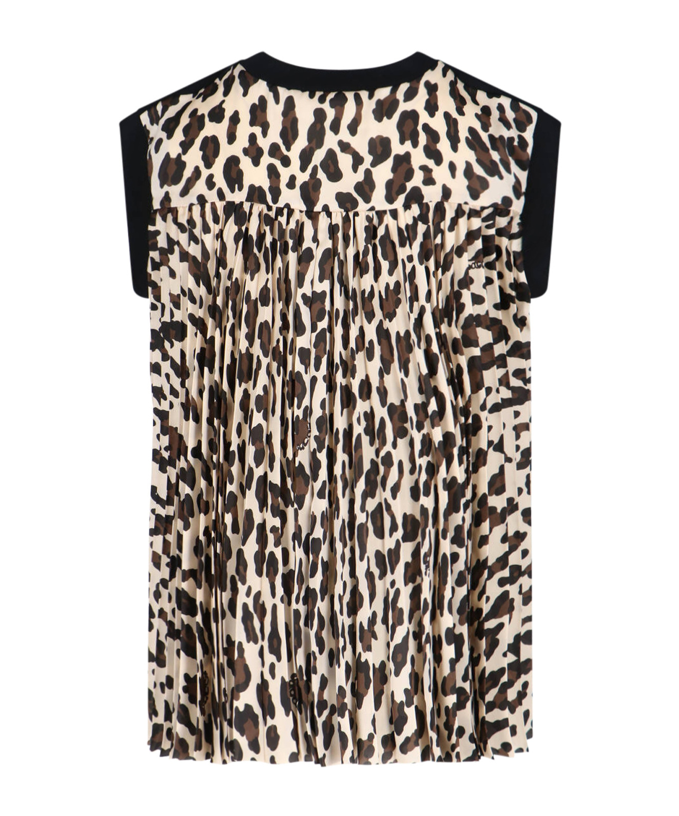 Sacai Leopard Print Knitted Top In Black