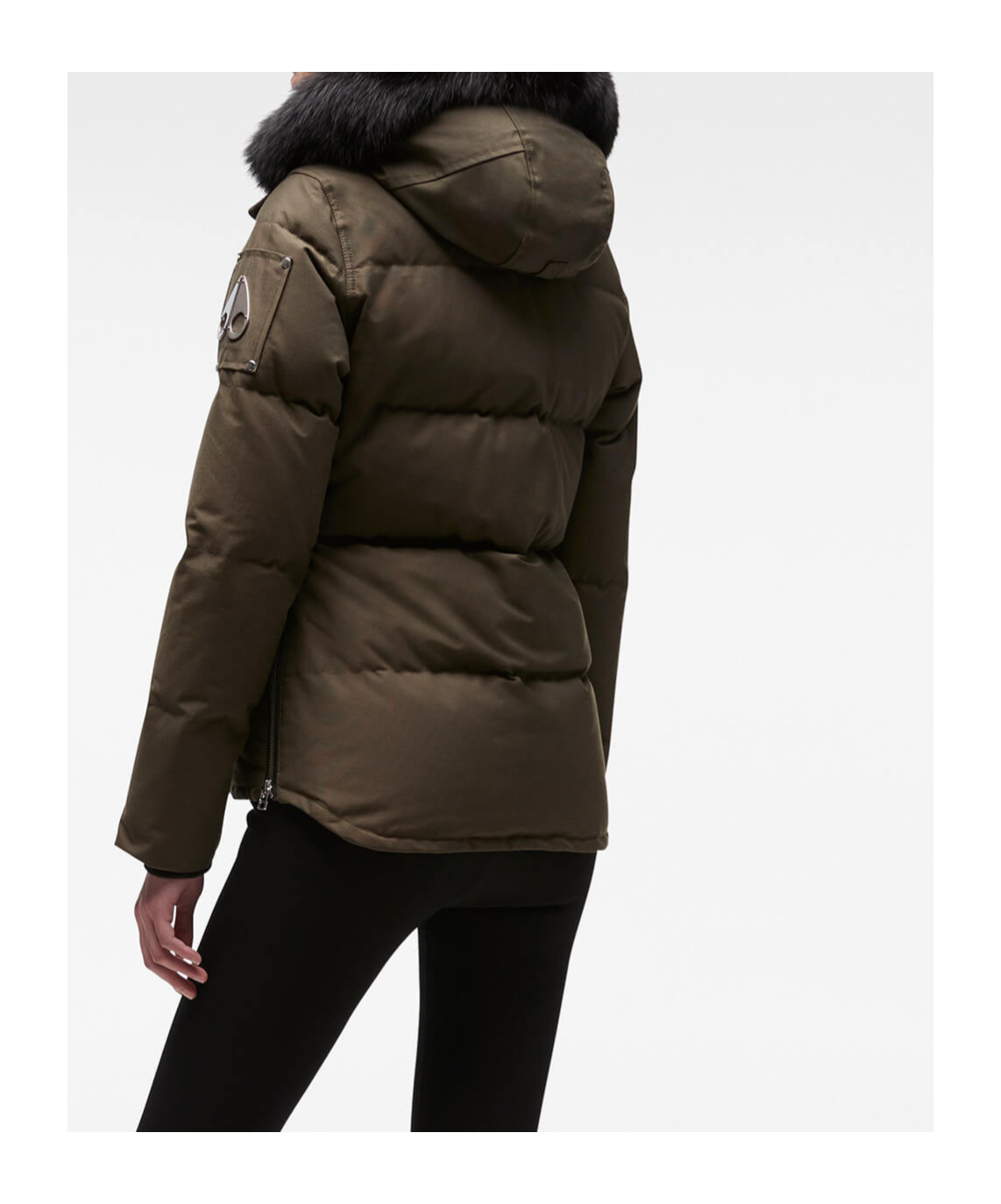 Moose Knuckles Military Green Down Jacket In Black