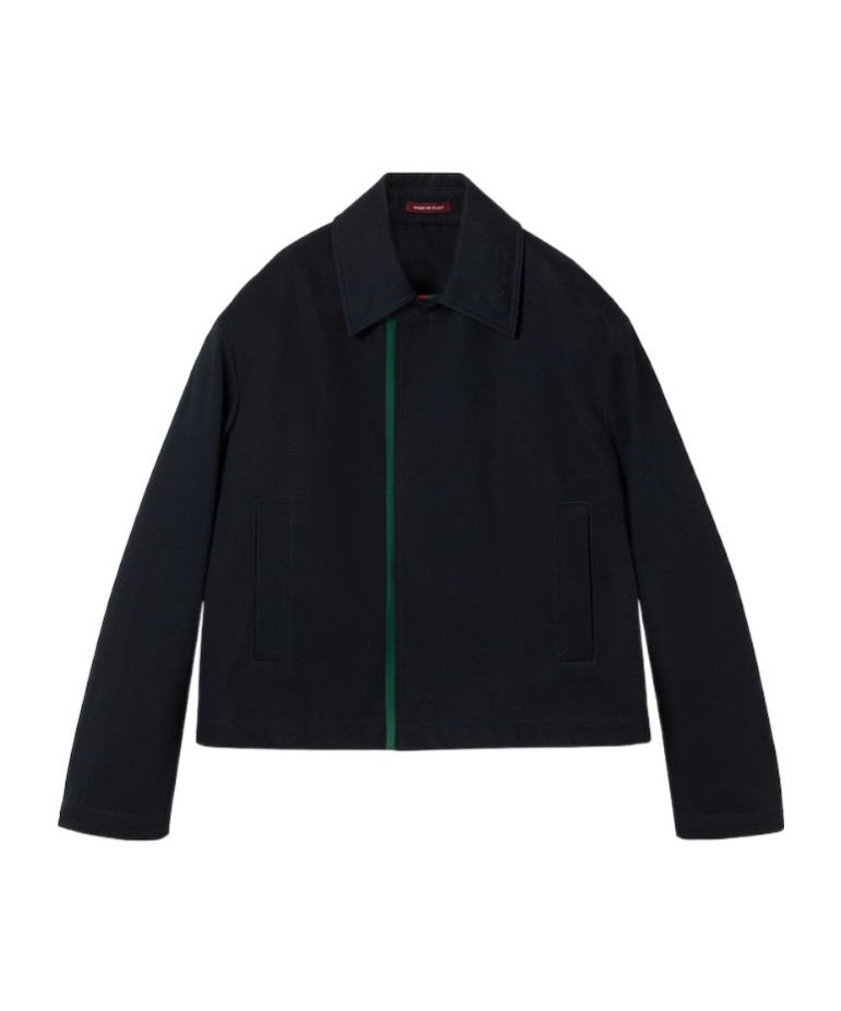 Gucci Signature Web Embossed Gabardine Jacket In Blue
