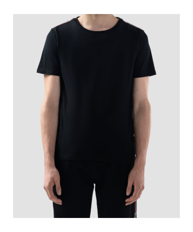 Gcds Logo Tape Stretch T-shirt In Black