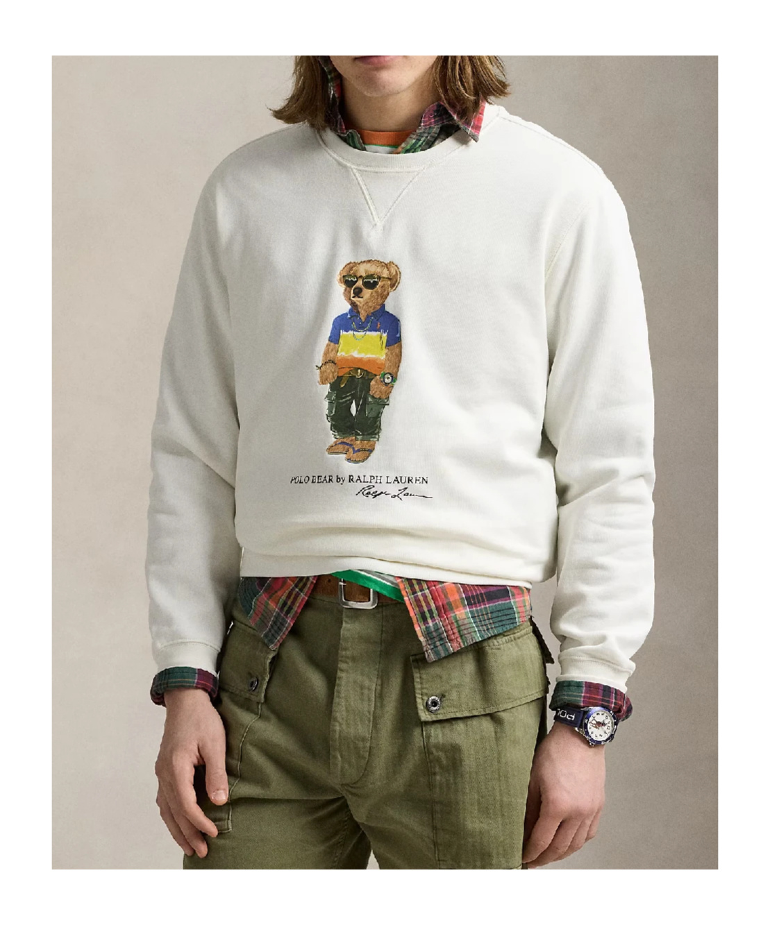 Polo Ralph Lauren White Cotton Blend Polo Bear Sweatshirt In White