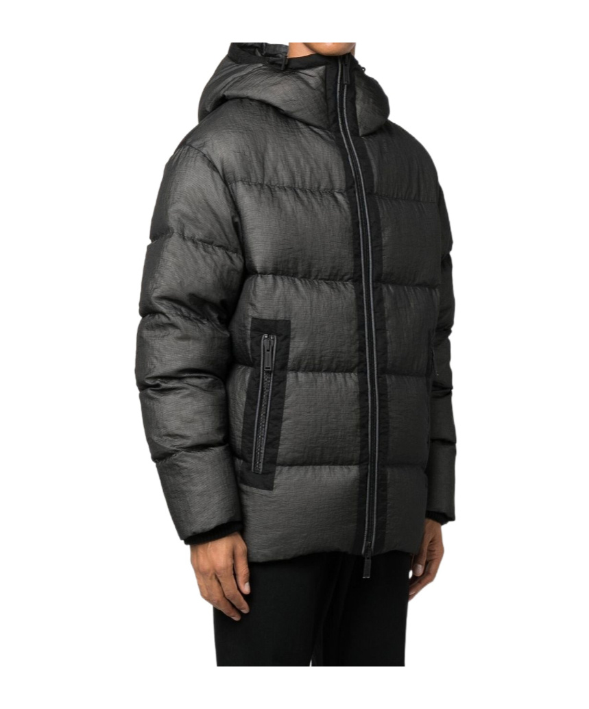Dsquared2 Nylon Down Jacket With Logo Patch In Black