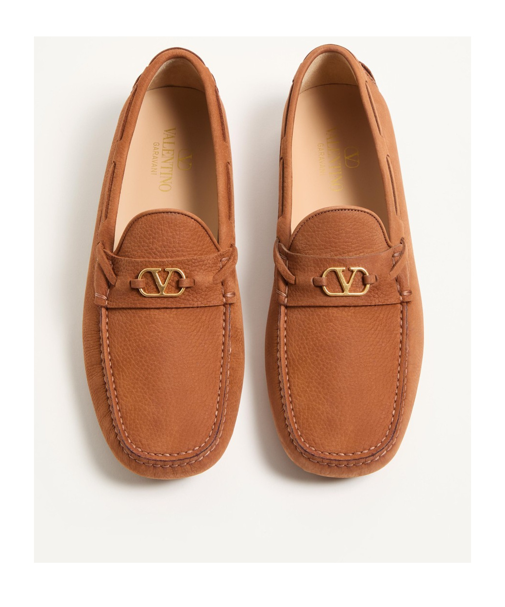 Valentino Driver Fastaway Loafer In Deerskin Suede In Brown