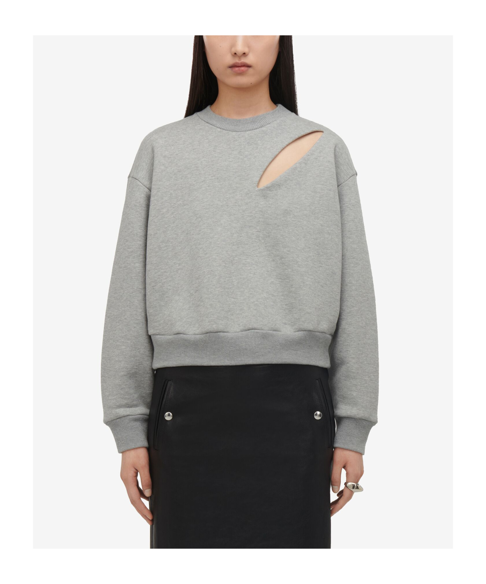Alexander Mcqueen Slashed Sweatshirt In Gray