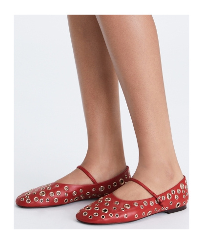 Tory Burch Eyelet Mary-jane Ballet Flats In Brown