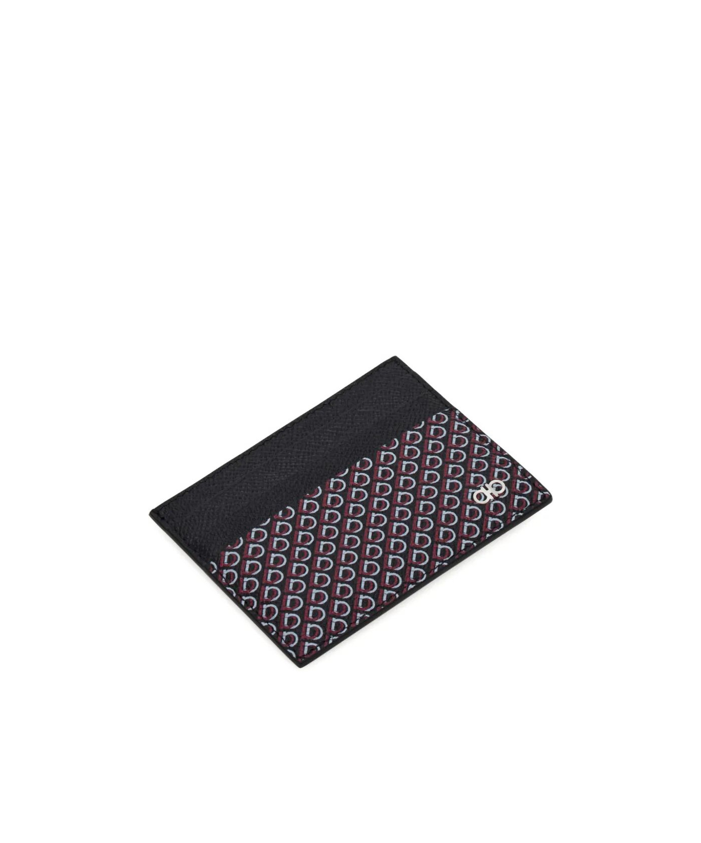 Ferragamo Gancio Print Textured Leather Card Case In Brown