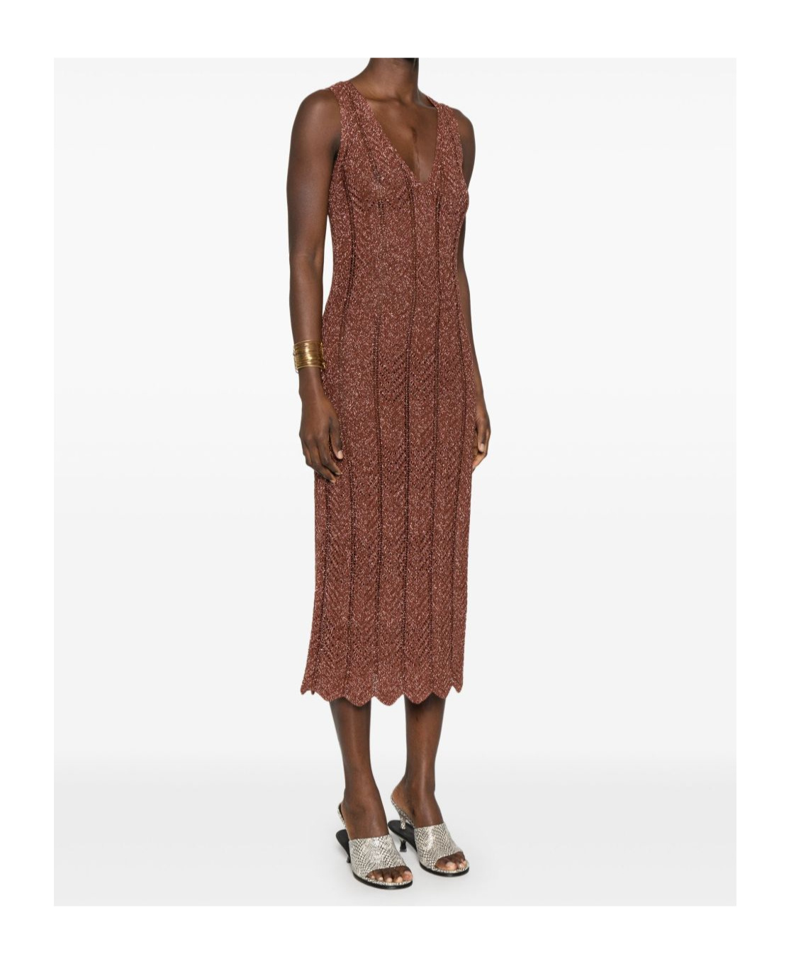 Shop Twinset Lurex Knit Midi Dress