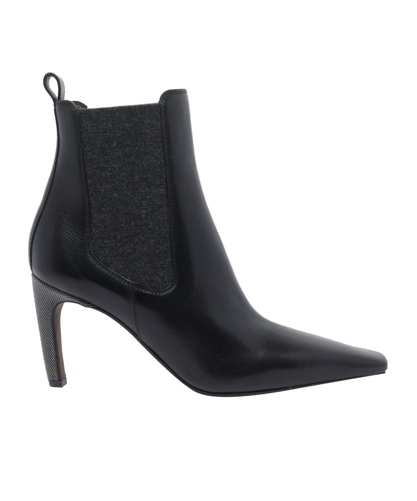 Brunello Cucinelli Leather Stiletto Heel Ankle Boots In Black